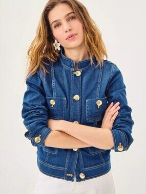 NWOT Lilly Pulitzer Shepa Denim Jacket, Medium Blue Wash, Size Small